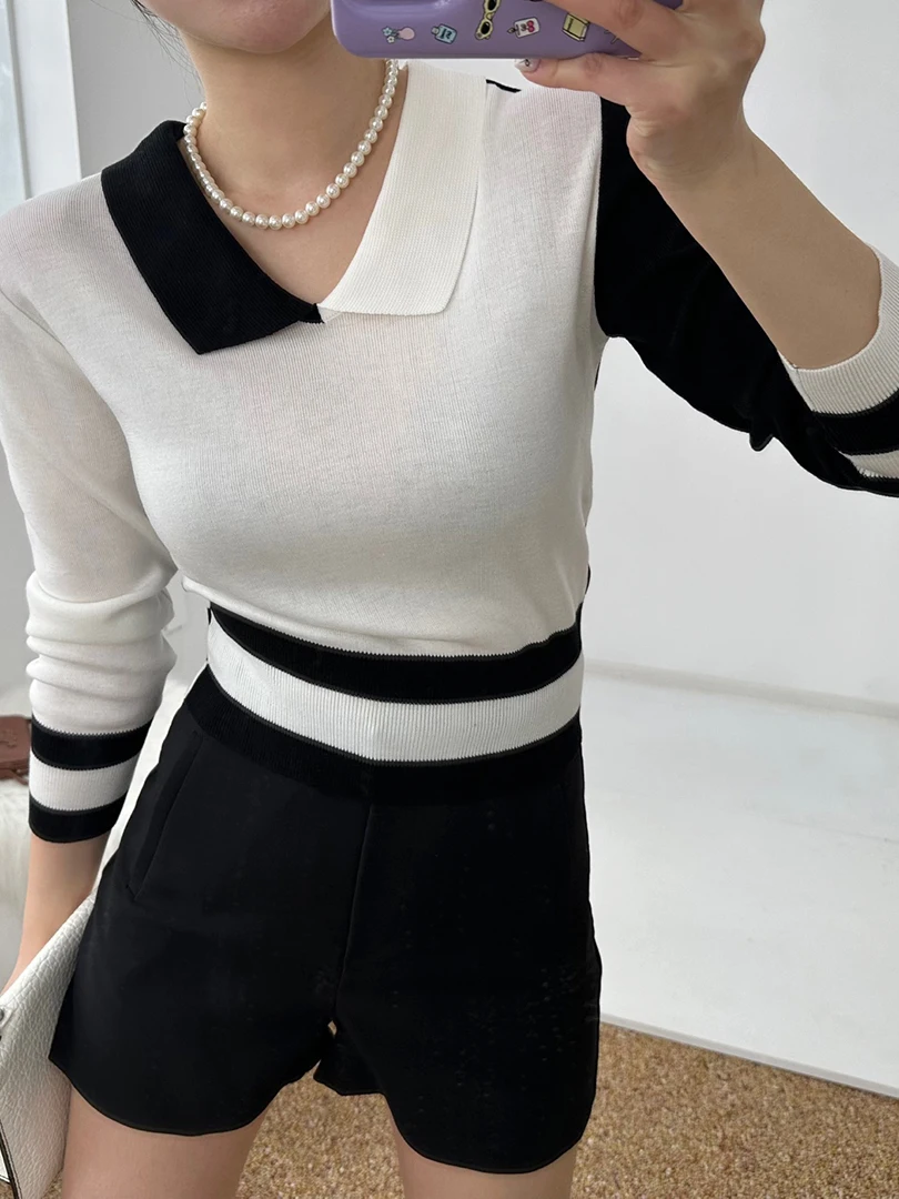 Faionable Knitted Sweater Women's Early Autumn New Patchwork Design Versatile Slimming High-End Feel Top for Ladies
Faionable Knitted Sweater Women's Early Autumn New Patchwork Design Versatile Slimming High-End Feel Top for Ladies