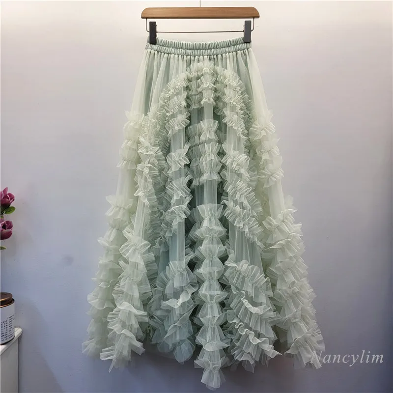 French Heavy Industry Ruffle Edge Big Pendulum Mesh Splicing Skirt Versatile Loose Puff Cake Long Skirts for Women Vacation Jupe
French Heavy Industry Ruffle Edge Big Pendulum Mesh Splicing Skirt Versatile Loose Puff Cake Long Skirts for Women Vacation Jupe