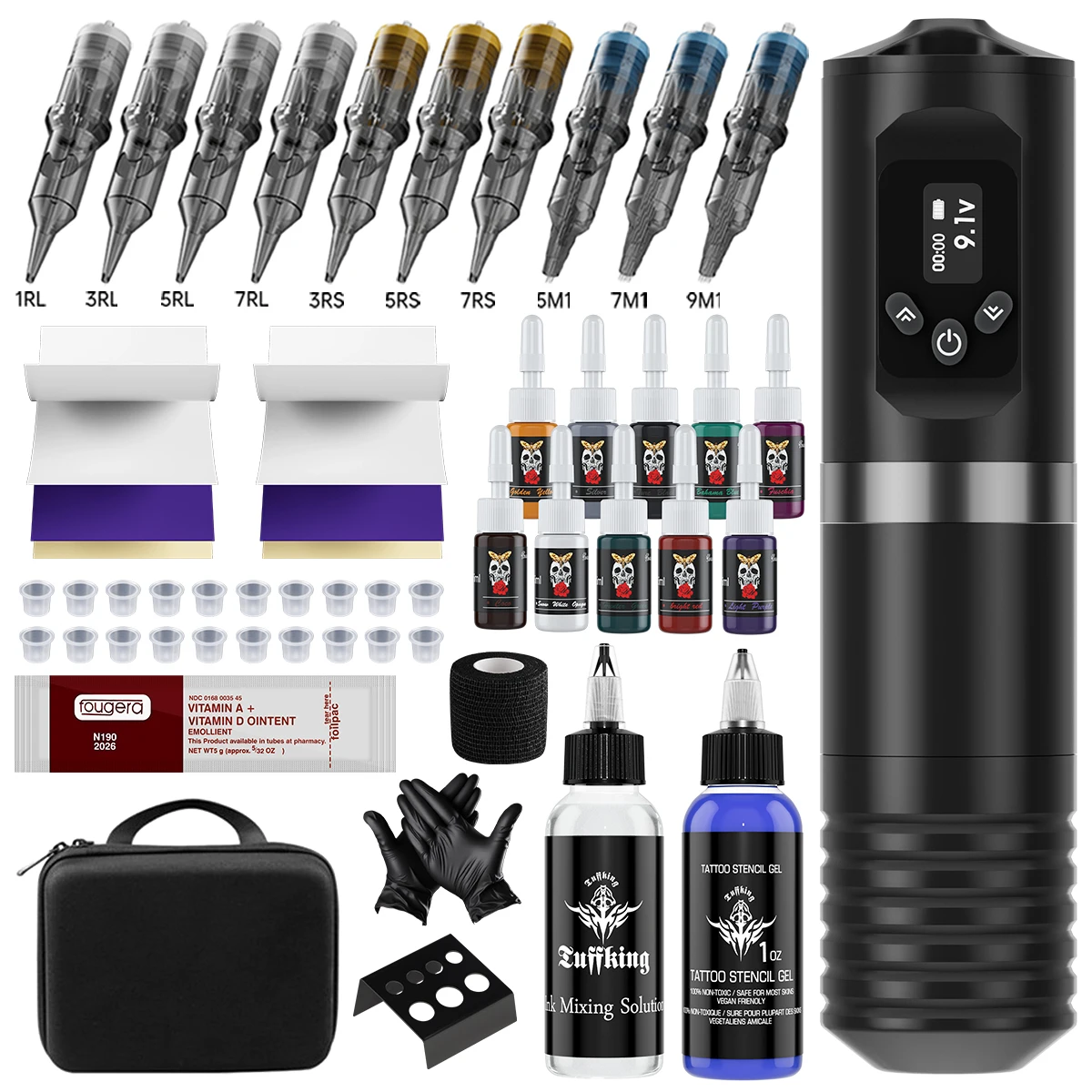 Tuffking wireless battery all-in-one machine P5 set, complete set of tattoo consumables, practice tattoo tools
Tuffking wireless battery all-in-one machine P5 set, complete set of tattoo consumables, practice tattoo tools
