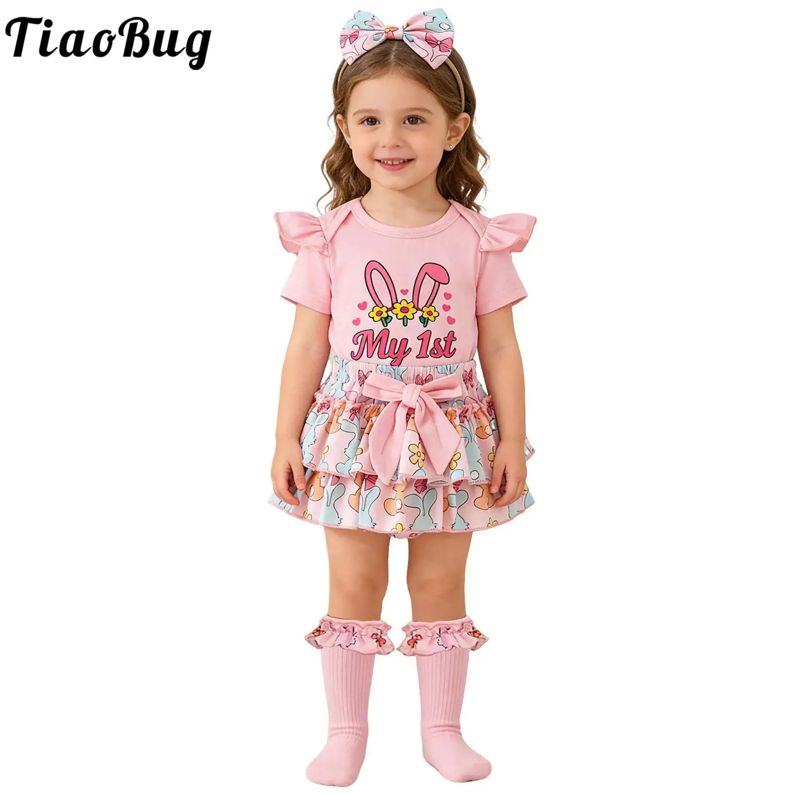 Baby Girls Easter Outfit Short Sleeves Rabbit Letter Printed Romper with Bloomers Skirt Socks Headband for Birthday Photography
Baby Girls Easter Outfit Short Sleeves Rabbit Letter Printed Romper with Bloomers Skirt Socks Headband for Birthday Photography