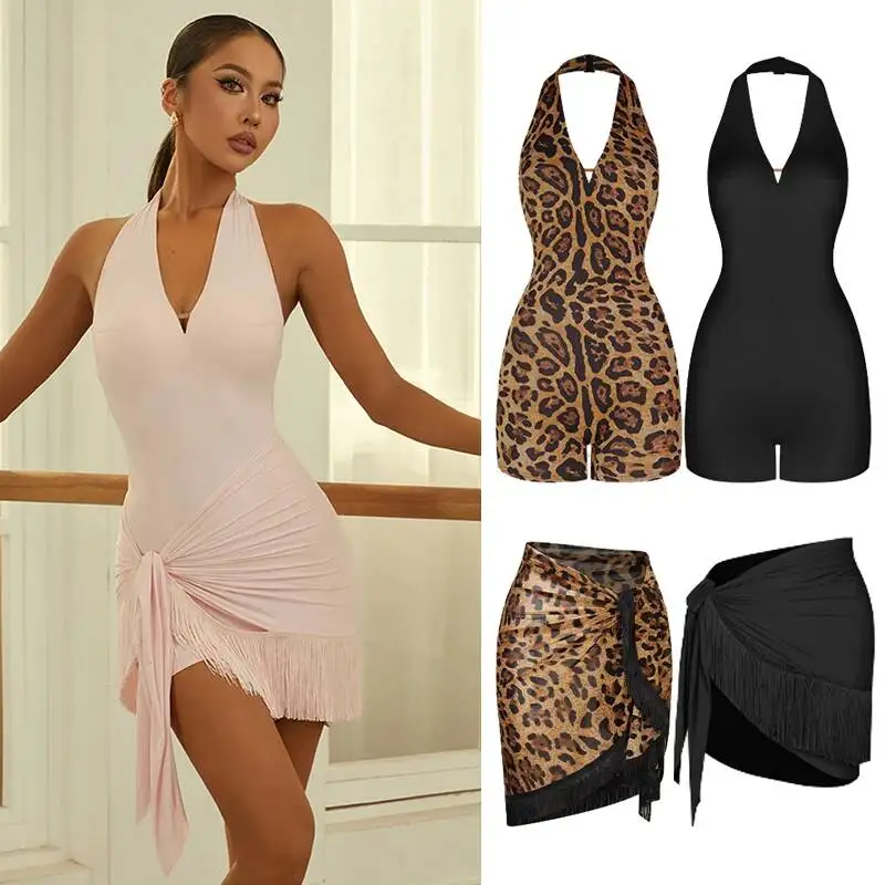 Dance Latin Costume Women Halterneck Tops Fringe Skirt Adult Competition Clothing Leopard Pink Black Practice Dress DNV22804
Dance Latin Costume Women Halterneck Tops Fringe Skirt Adult Competition Clothing Leopard Pink Black Practice Dress DNV22804