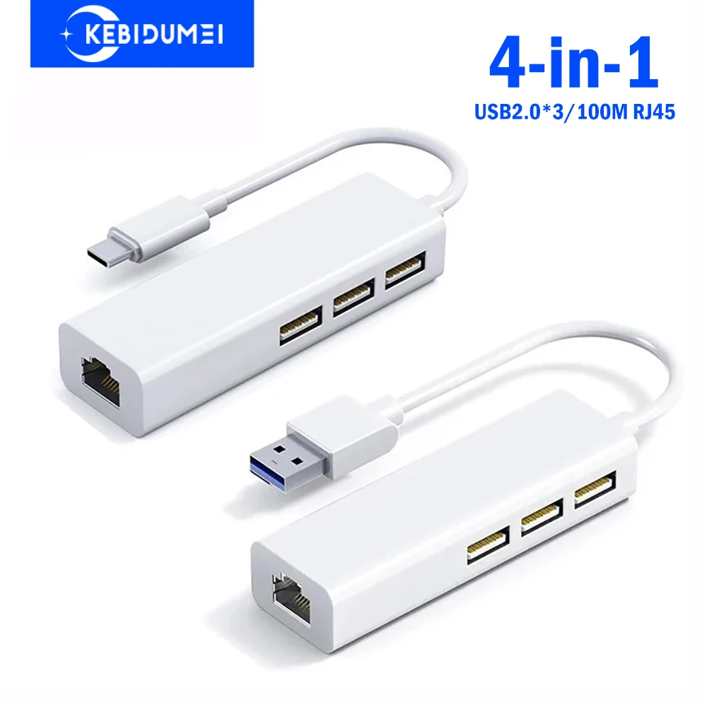 4 Ports USB 2.0 HUB USB C HUB USB Splitter USB to 100M RJ45 Adapter USB HUB Extender Adapter OTG for Computer Accessories
4 Ports USB 2.0 HUB USB C HUB USB Splitter USB to 100M RJ45 Adapter USB HUB Extender Adapter OTG for Computer Accessories