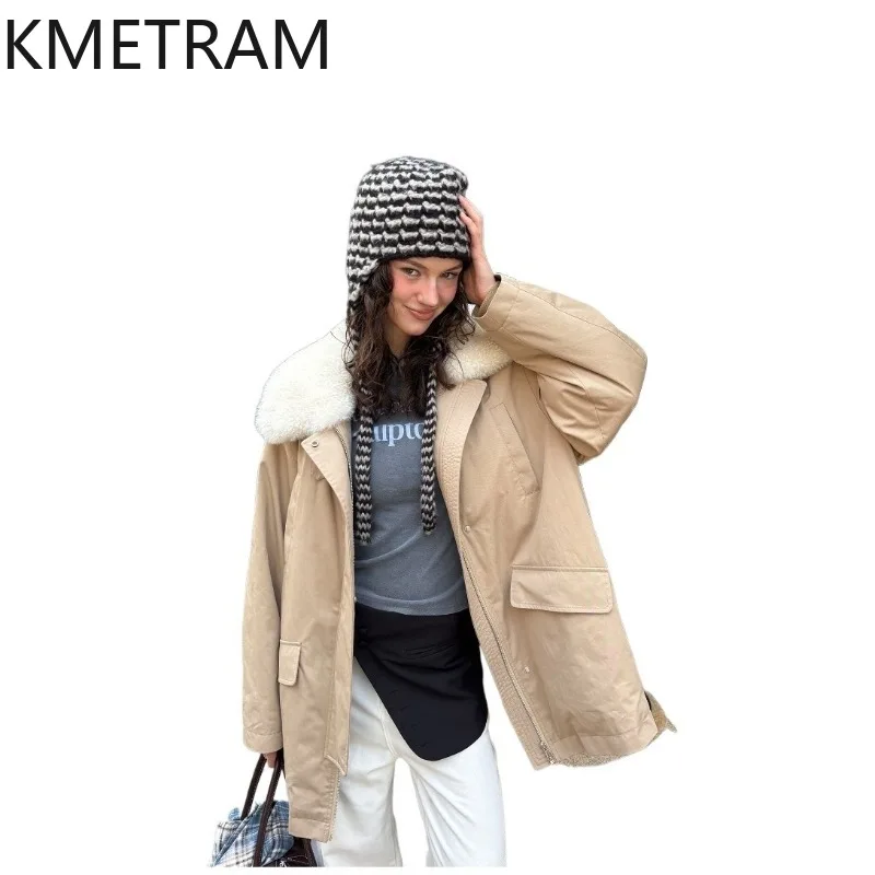 KMETRAM 90 White Goose Down Jacket 2026 Goat Fur Collar Mid-length Fur Parkas Zippered Winter Puffer Jacket Women Пальто Женское
KMETRAM 90 White Goose Down Jacket 2026 Goat Fur Collar Mid-length Fur Parkas Zippered Winter Puffer Jacket Women Пальто Женское