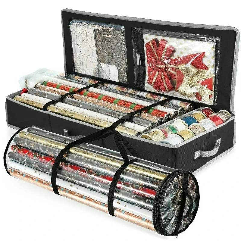 Set of Holiday Christmas Wrapping Paper & Holiday Accessories Storage Box - 40 x 14 x 6 in
Set of Holiday Christmas Wrapping Paper & Holiday Accessories Storage Box - 40 x 14 x 6 in