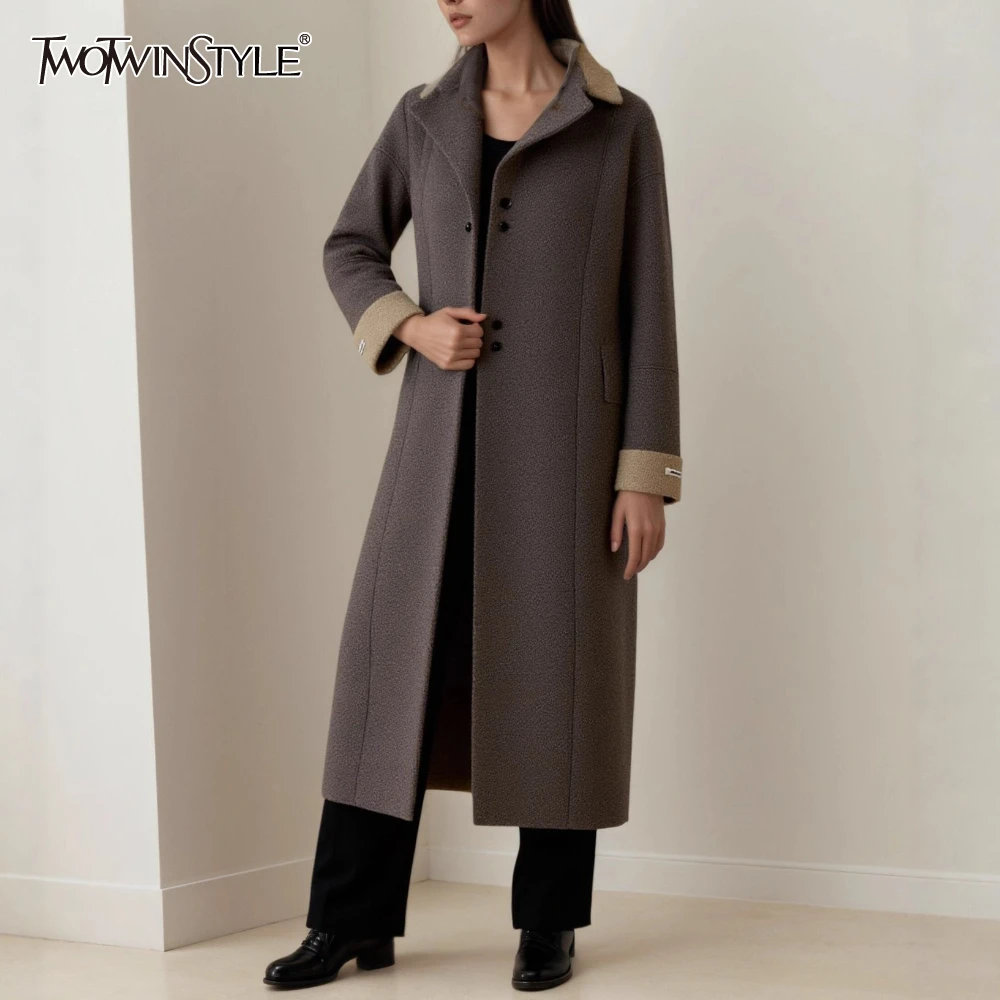 TWOTWINSTYLE Gray Spliced Button Jacket Female Lapel Long Sleeve Slimming Office Lady Women's Jackets Autumn Style New Fashion
TWOTWINSTYLE Gray Spliced Button Jacket Female Lapel Long Sleeve Slimming Office Lady Women's Jackets Autumn Style New Fashion