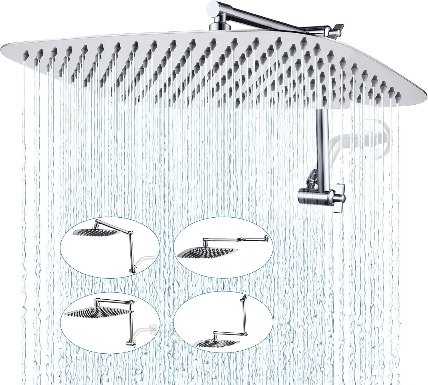 16x10 Inch Rectangular Rain Shower Head, All Metal Adjustable Extension Arm, Full Body Coverage, Chrome
16x10 Inch Rectangular Rain Shower Head, All Metal Adjustable Extension Arm, Full Body Coverage, Chrome