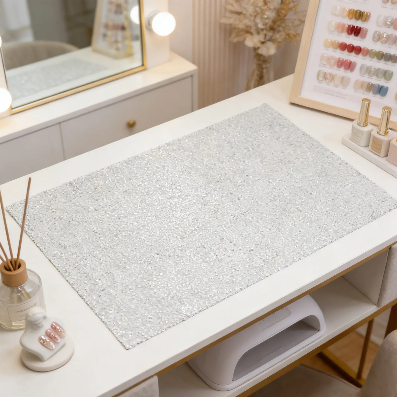 Shiny Nail Art Manicure Table Mat Foldable Hand Rest Pad Bling Rhinestone Nail Salon Tools Photo Background Table Mat for Nails
Shiny Nail Art Manicure Table Mat Foldable Hand Rest Pad Bling Rhinestone Nail Salon Tools Photo Background Table Mat for Nails