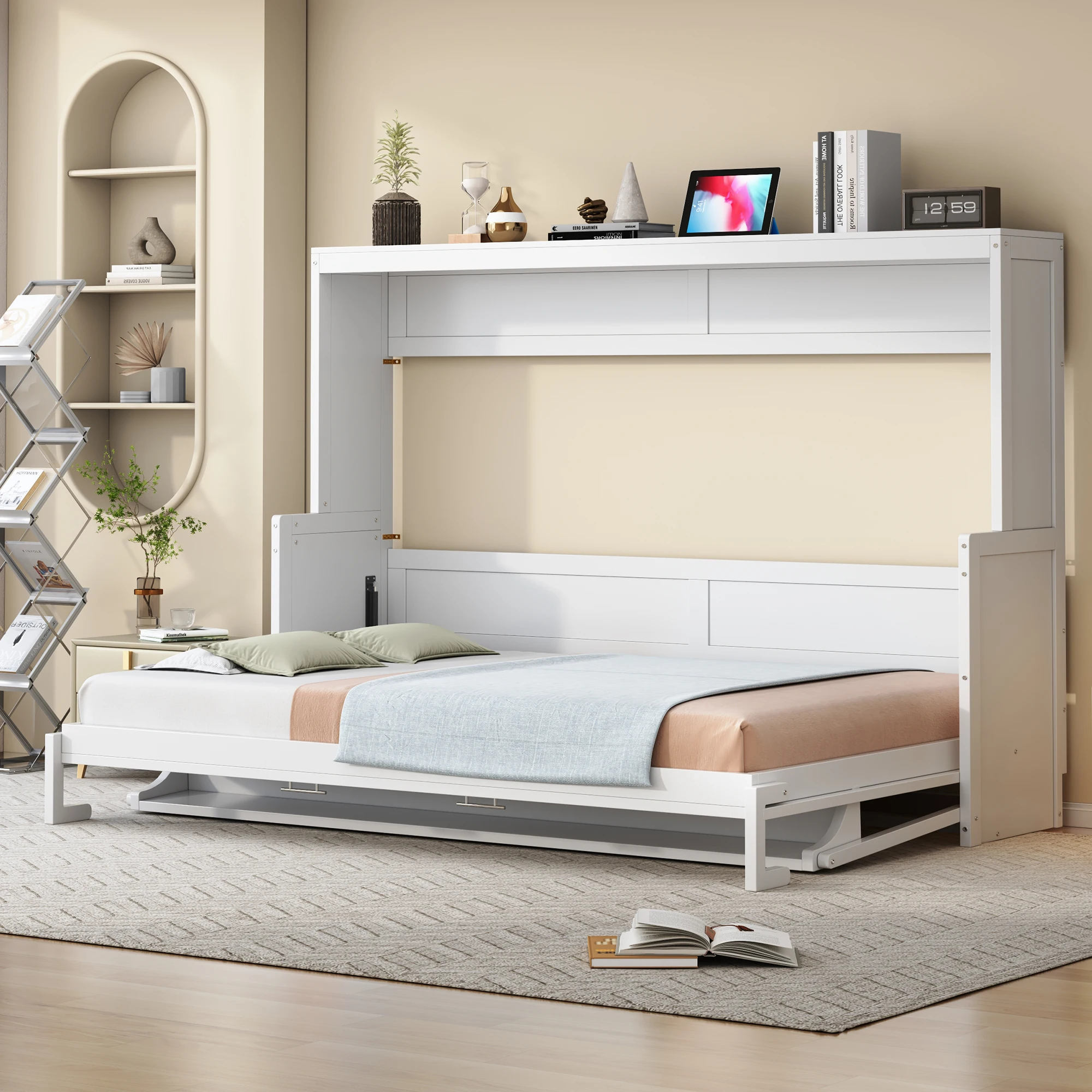 Queen Size Murphy Bed w/Hydraulic Lift & Desk, White, Space-Saving, 600LBS Sturdy, Hydraulic Hinges
Queen Size Murphy Bed w/Hydraulic Lift & Desk, White, Space-Saving, 600LBS Sturdy, Hydraulic Hinges