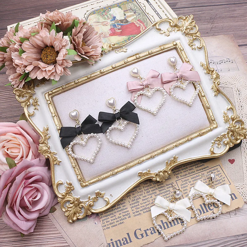 Japanese Lo Style Lolita Earring Pearl Heart Loria Jewelry Sweet Cute Women's Bow Harajuku Black Y2K Girl's Gift
Japanese Lo Style Lolita Earring Pearl Heart Loria Jewelry Sweet Cute Women's Bow Harajuku Black Y2K Girl's Gift