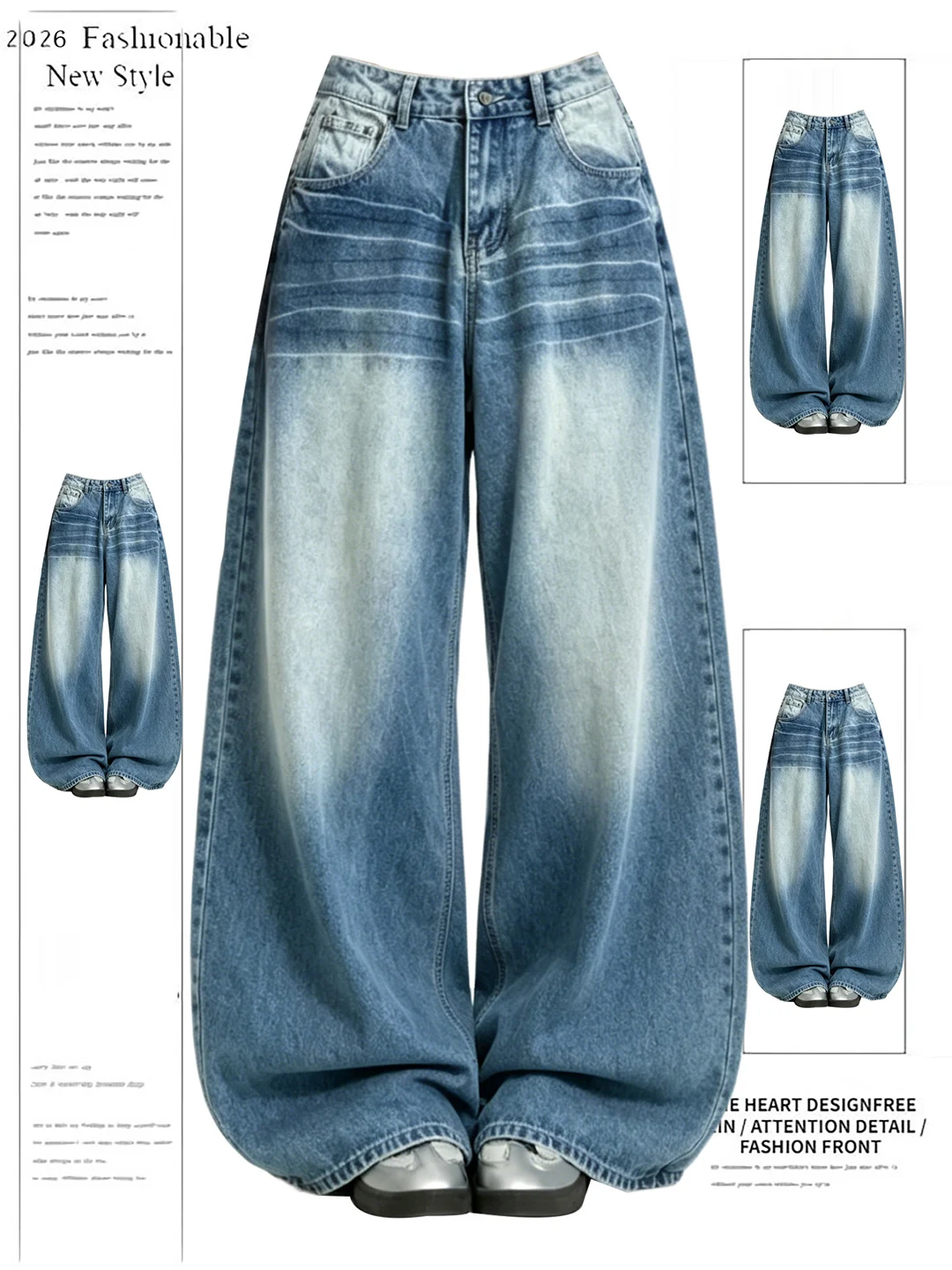 Retro American Washed Design Knife Jeans Women's Low Waist Slimming Wide Leg Pants Summer New Style Casual Wear
Retro American Washed Design Knife Jeans Women's Low Waist Slimming Wide Leg Pants Summer New Style Casual Wear