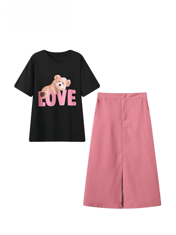 plus Size Summer New Style Casual Loose T-Shirt Skirt Set Women's Fashion Outfit Big Size MM Short Sleeve Midi Skirt
plus Size Summer New Style Casual Loose T-Shirt Skirt Set Women's Fashion Outfit Big Size MM Short Sleeve Midi Skirt