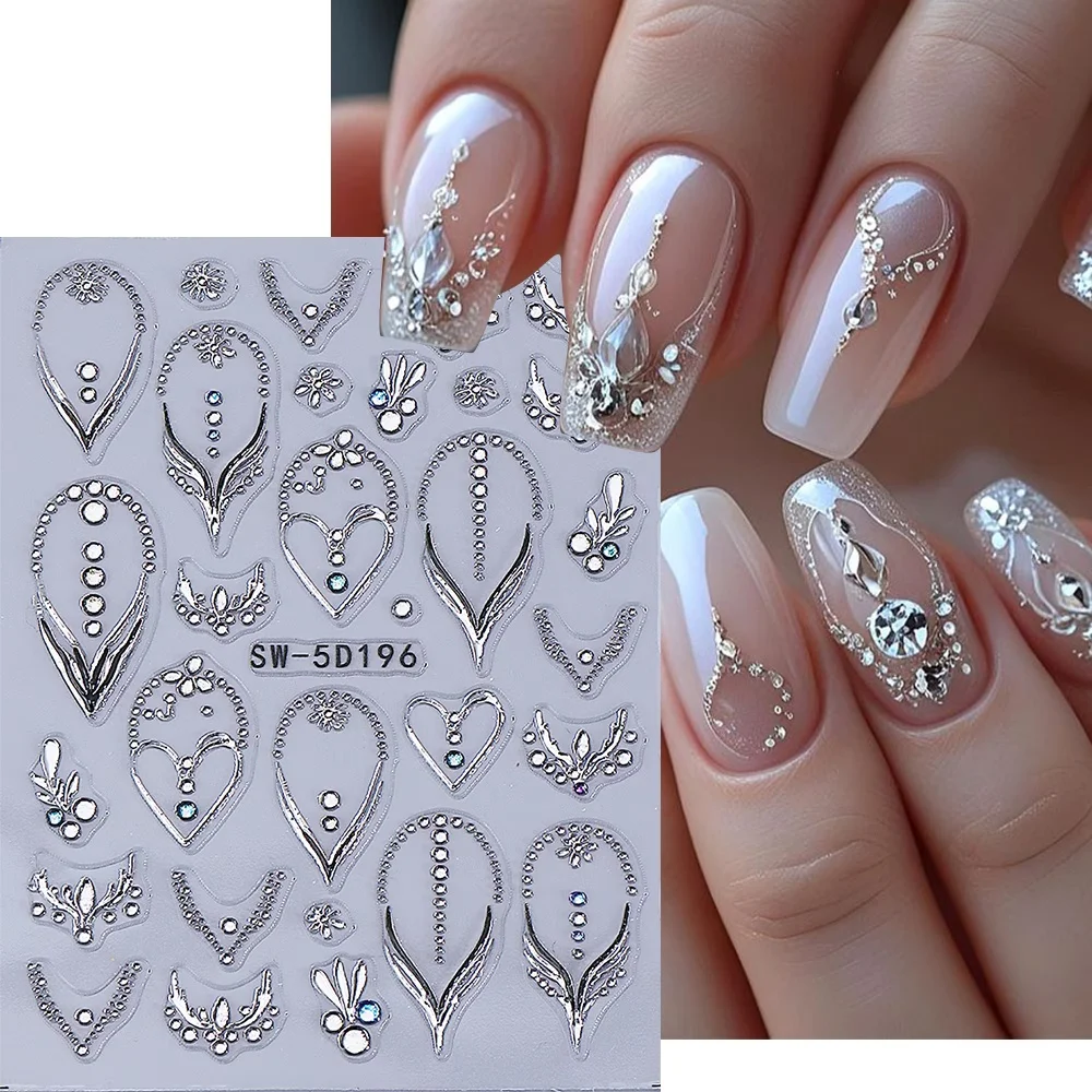 Heart-Shaped Luxury Necklace Design Nail Art Stickers, 3D Shiny Rhinestone Decorative Nail Decals for Manicure
Heart-Shaped Luxury Necklace Design Nail Art Stickers, 3D Shiny Rhinestone Decorative Nail Decals for Manicure