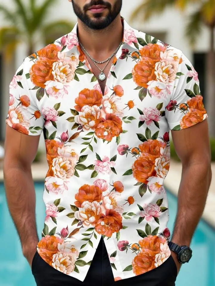 Summer men's shirt Hawaii tropical floral 3D printed casual men's short sleeved shirt
Summer men's shirt Hawaii tropical floral 3D printed casual men's short sleeved shirt