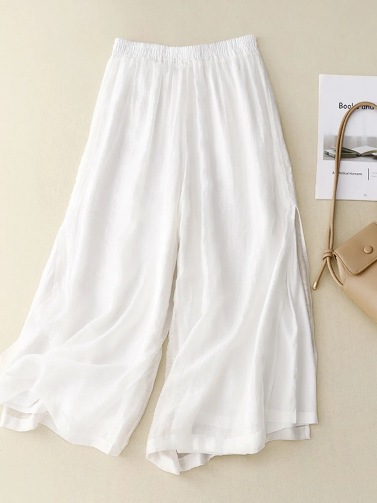 Утягивающие двухслойные хлопковые и льняные широкие брюки с высокой талией, повседневная юбка с девятью точками для женщин, винтажная простая одежда для поездок на работу
Утягивающие двухслойные хлопковые и льняные широкие брюки с высокой талией, повседневная юбка с девятью точками для женщин, винтажная простая одежда для поездок на работу