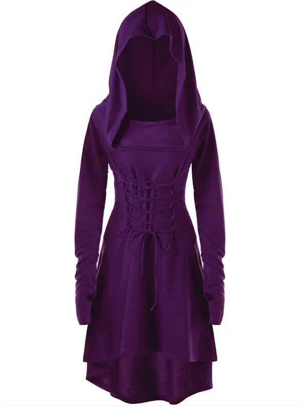 European and American dress women's solid color Festival Performance dress long sleeve hooded bandage dress
European and American dress women's solid color Festival Performance dress long sleeve hooded bandage dress