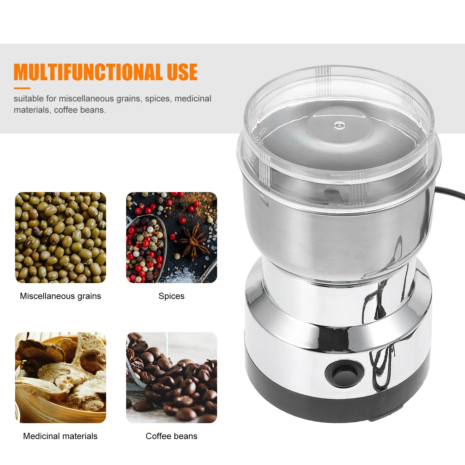 Electric Grinder Stainless Steel Blades For Home Use Coffee Bean Spice Grinder Kitchen Bar Tool Automatic Milling Machine
Electric Grinder Stainless Steel Blades For Home Use Coffee Bean Spice Grinder Kitchen Bar Tool Automatic Milling Machine