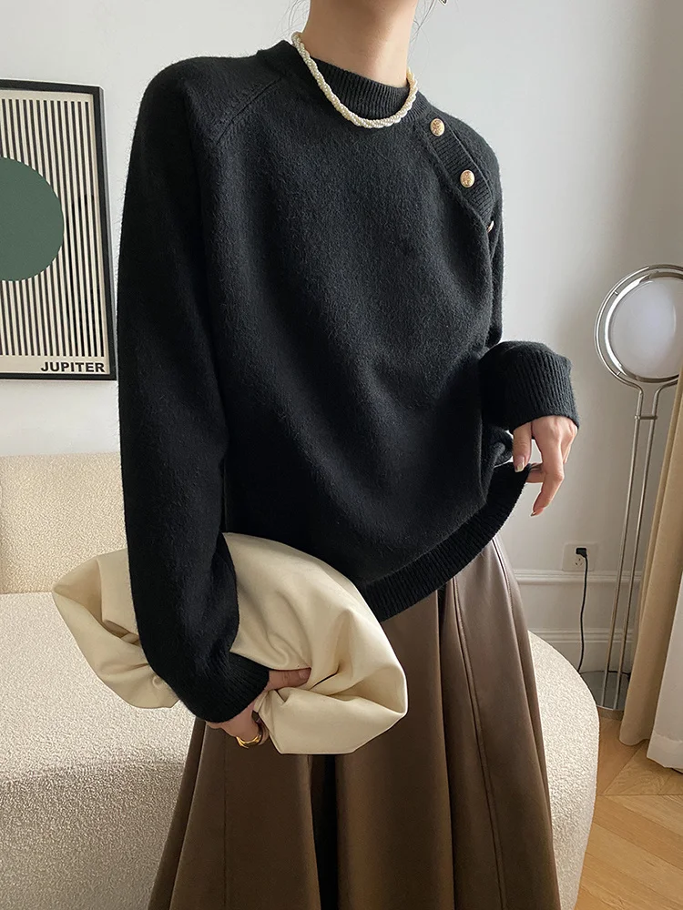 Button Big Size Knitting Sweater Loose Fit Round Neck Long Sleeve Women Pullovers New Fashion Autumn Winter 2022 C509
Button Big Size Knitting Sweater Loose Fit Round Neck Long Sleeve Women Pullovers New Fashion Autumn Winter 2022 C509