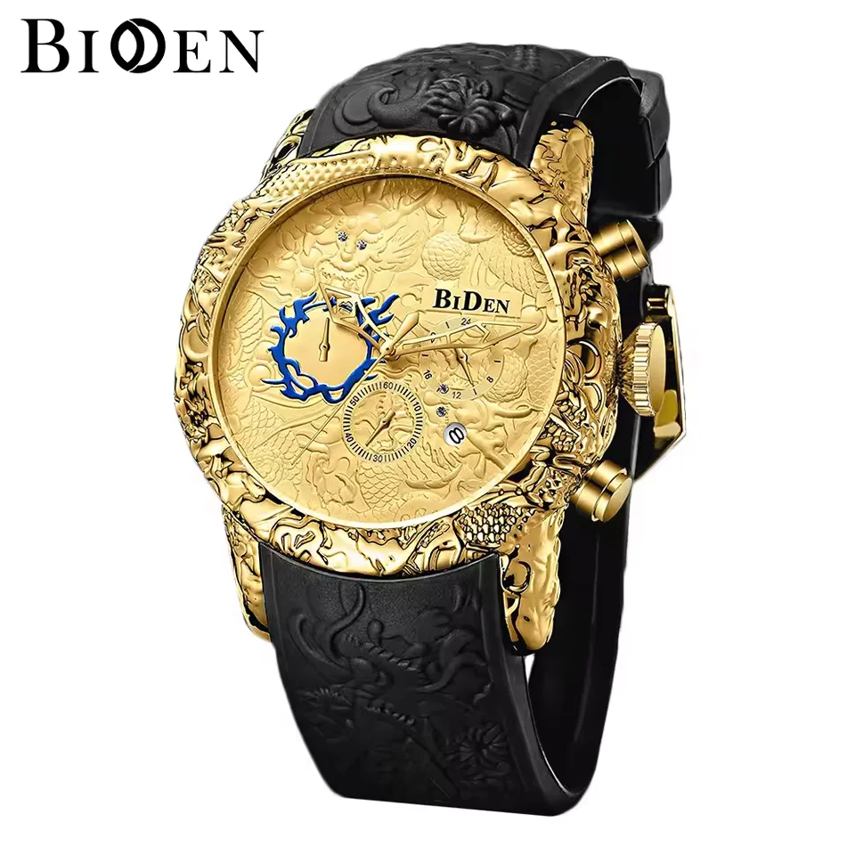 BIDEN Cool Black Watch For Man Casual Rubber Strap Big Wrist Watch Fashion Dragon Pattern Wristwatch Men Gift Reloj Hombre
BIDEN Cool Black Watch For Man Casual Rubber Strap Big Wrist Watch Fashion Dragon Pattern Wristwatch Men Gift Reloj Hombre