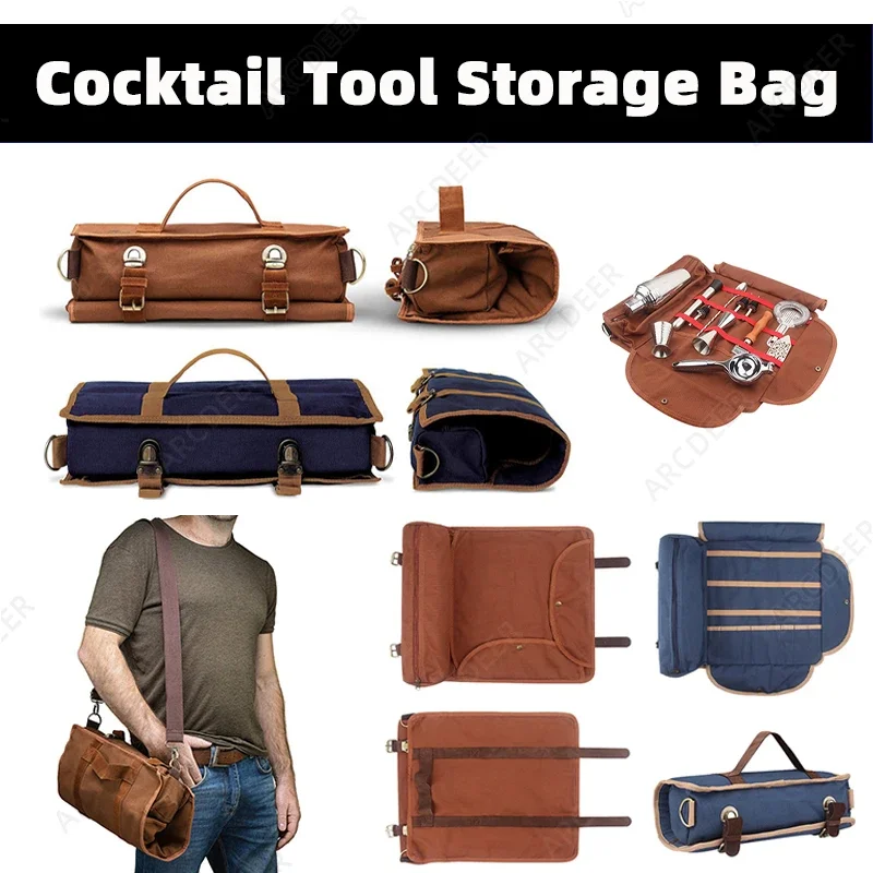 Cocktail Tool Storage Bag Equipped with Shoulder Strap Empty Bag Bar Tool Bags Bartenders Roll Up Kit Bag for Home, Work, Party
Cocktail Tool Storage Bag Equipped with Shoulder Strap Empty Bag Bar Tool Bags Bartenders Roll Up Kit Bag for Home, Work, Party