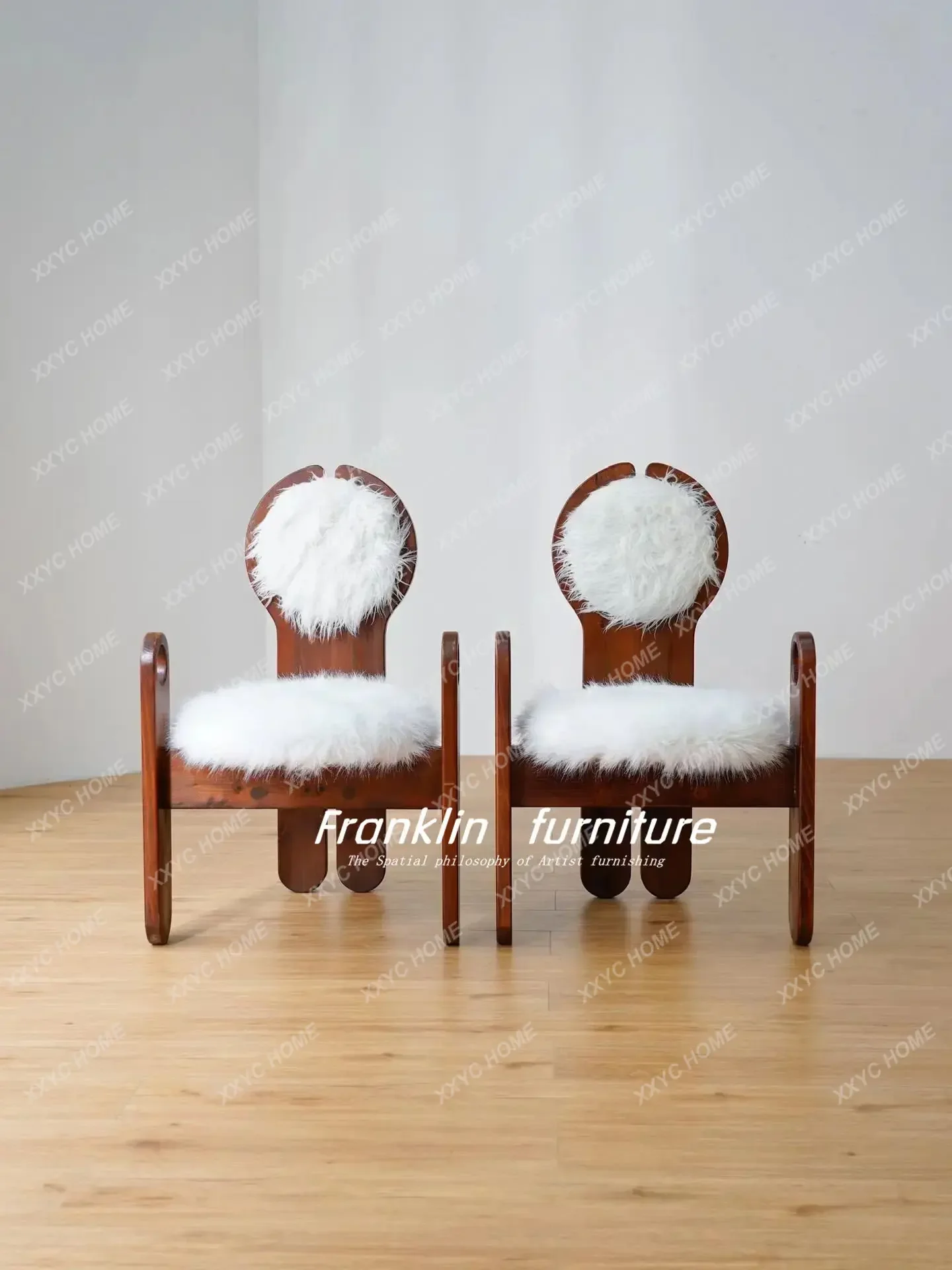 Retro Lamb Wool Round Back Single Chair Solid Wood Creative Designer Dining Chair Medieval Chair
Retro Lamb Wool Round Back Single Chair Solid Wood Creative Designer Dining Chair Medieval Chair