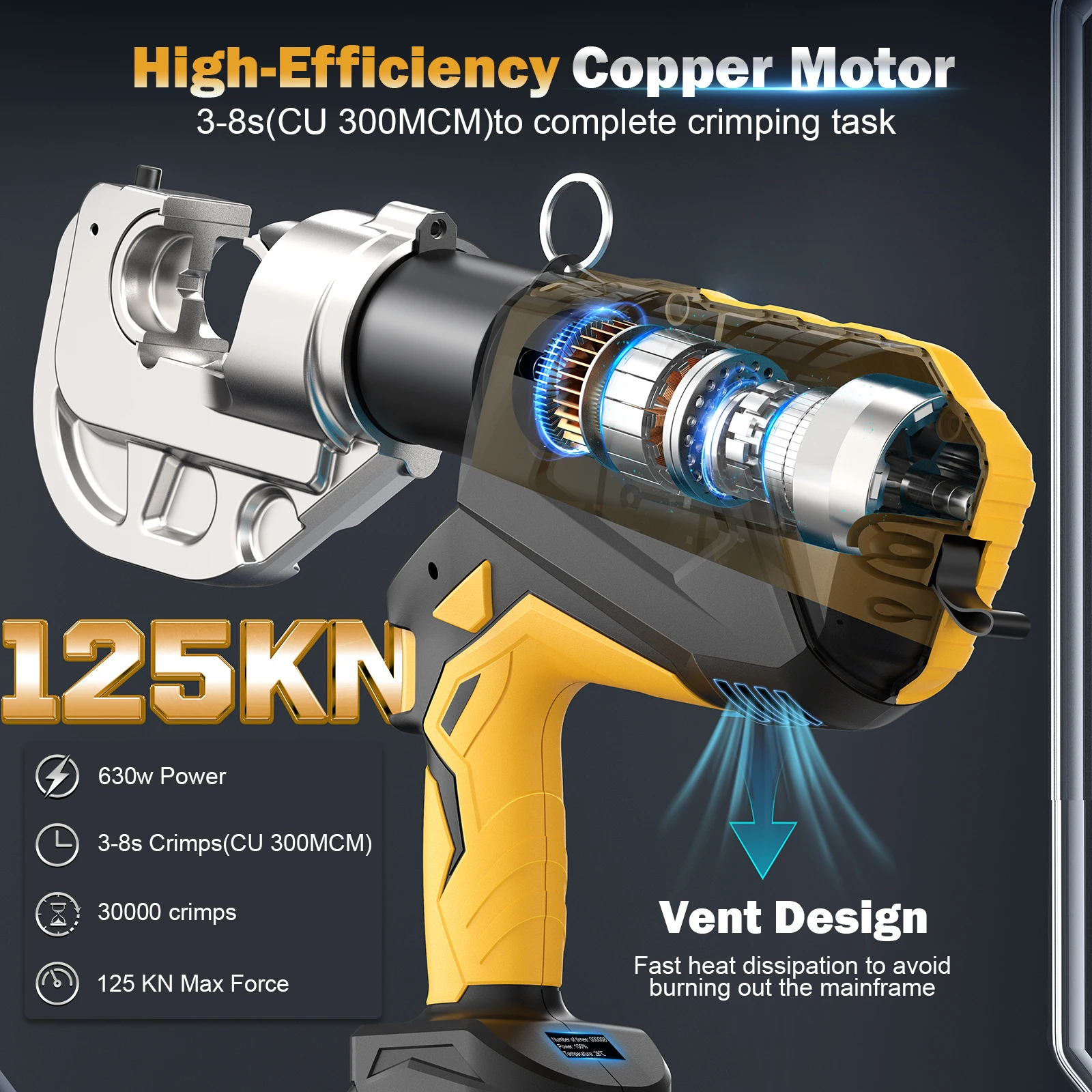 SWANSOFT 400A Electric Hydraulic Crimping Tool 12Ton 6AWG-800MCM Rechargeable Hydraulic Crimper for Cu/Al Terminal 12 Dies
SWANSOFT 400A Electric Hydraulic Crimping Tool 12Ton 6AWG-800MCM Rechargeable Hydraulic Crimper for Cu/Al Terminal 12 Dies
