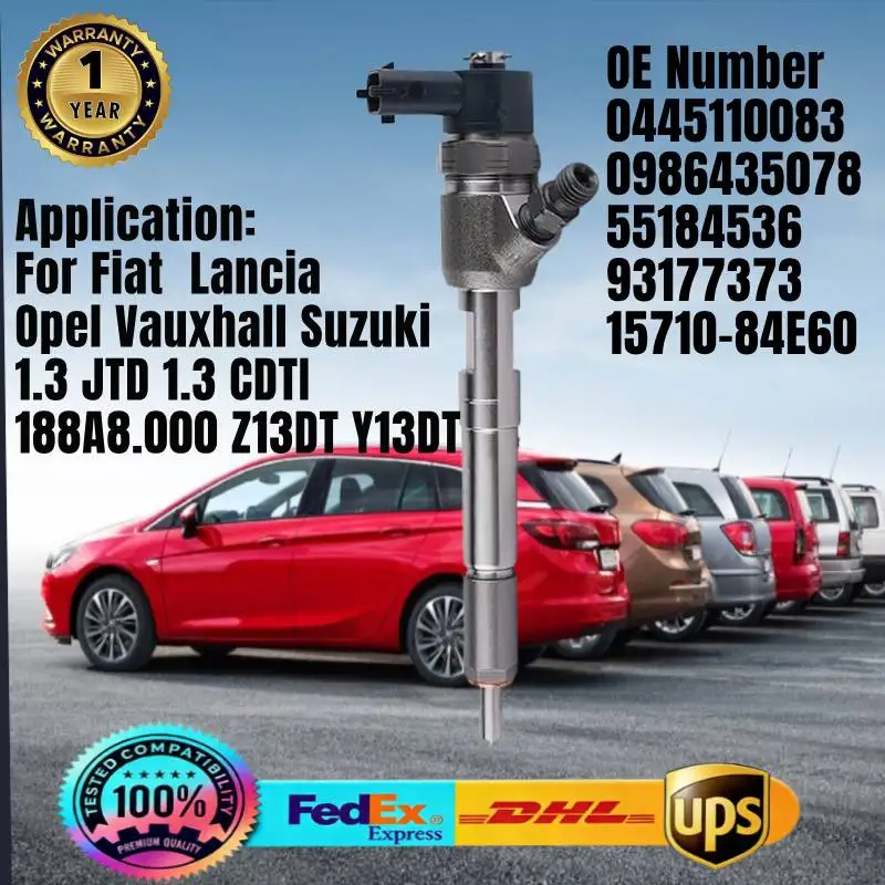 0445110083 55184536 93177373 15710-84E60 Common Rail Fuel Injector for Fiat Albea Opel Vauxhall Combo 1.3 CDTI Z13DT Enigne
0445110083 55184536 93177373 15710-84E60 Common Rail Fuel Injector for Fiat Albea Opel Vauxhall Combo 1.3 CDTI Z13DT Enigne