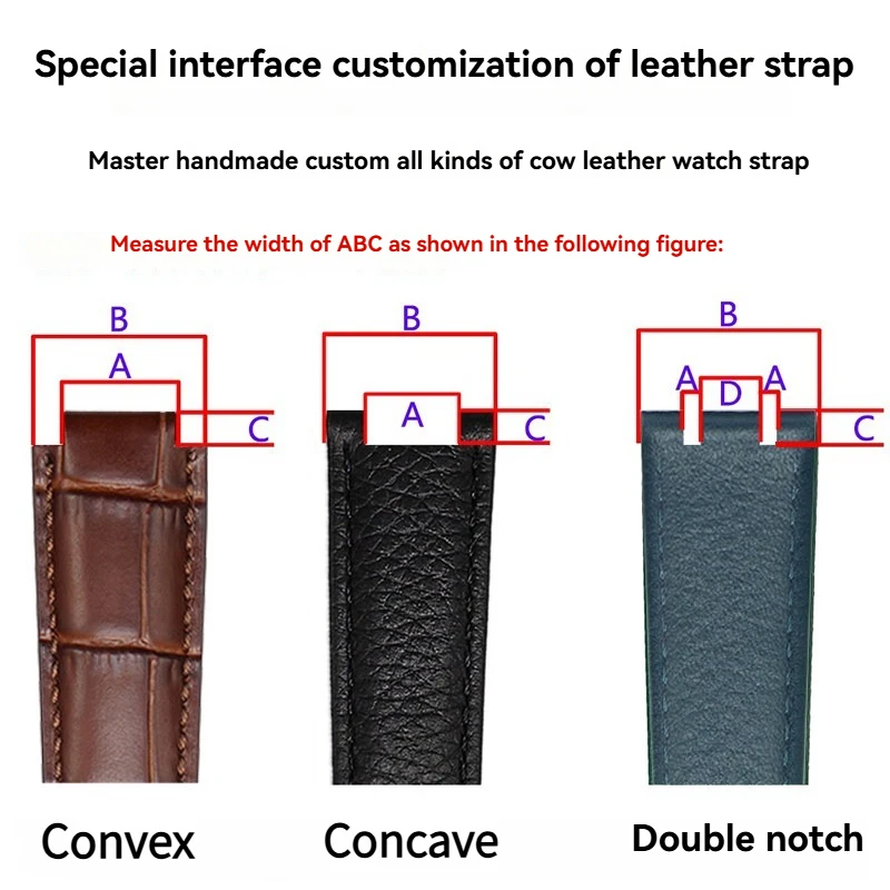 Custom Made Genuine Leather Watch Strap with Concave Convex End, Unisex Replacement Band Compatible with Multiple Brand Watches
Custom Made Genuine Leather Watch Strap with Concave Convex End, Unisex Replacement Band Compatible with Multiple Brand Watches