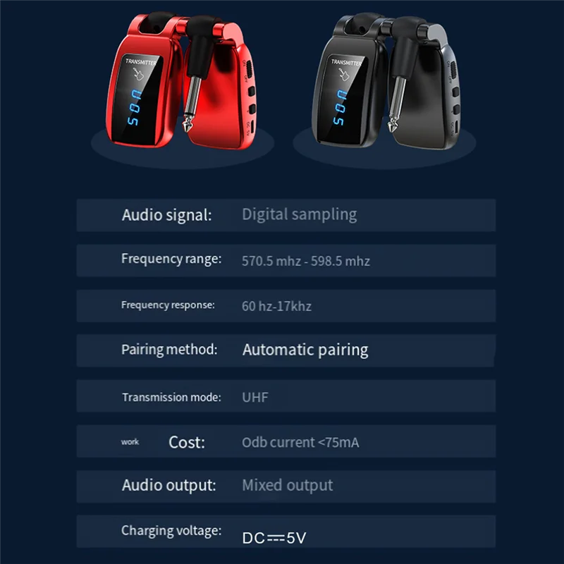 Wireless Guitar System Rechargeable Guitar Transmitter Receiver Set Electric Guitar Bass Pick Up Guitar Parts Black 
Wireless Guitar System Rechargeable Guitar Transmitter Receiver Set Electric Guitar Bass Pick Up Guitar Parts Black