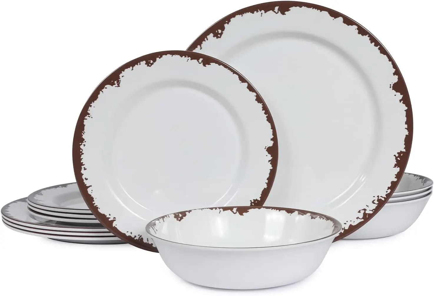 Melamine Dinnerware Set-12 Piece Farmhouse Plates and Bowls Set for 4,Lightweight&Durable Dish Set
Melamine Dinnerware Set-12 Piece Farmhouse Plates and Bowls Set for 4,Lightweight&Durable Dish Set