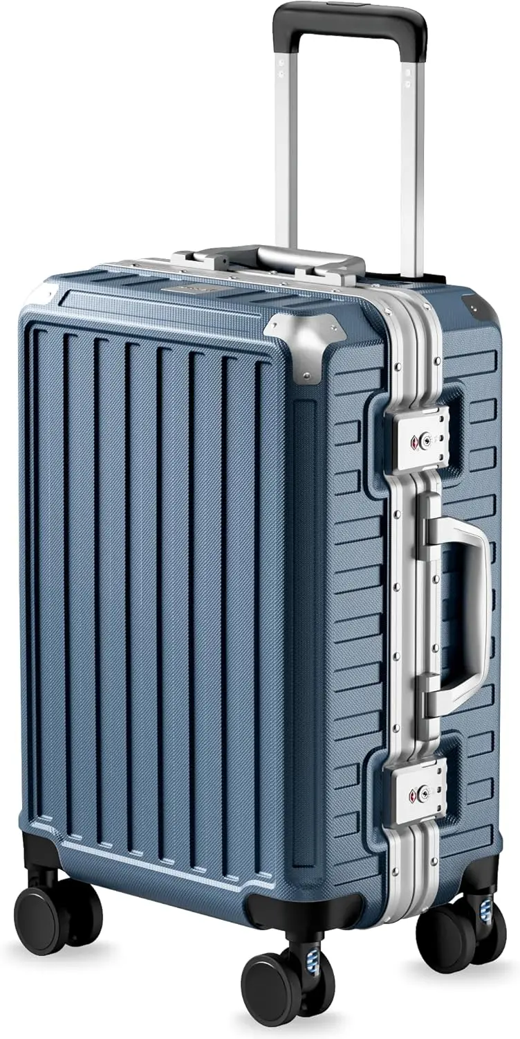 20" Carry On Luggage with Spinner Wheels, Aluminum Frame Hard Shell Suitcase, Blue
20" Carry On Luggage with Spinner Wheels, Aluminum Frame Hard Shell Suitcase, Blue