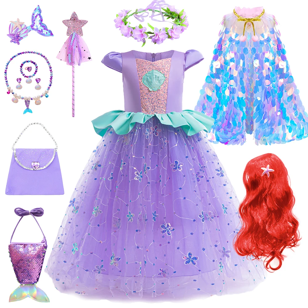 Halloween Christmas Child Little Mermaid Costume Birthday Princess Ariel Dress Up Girls Purple Floral Evening Party Prom Dresses
Halloween Christmas Child Little Mermaid Costume Birthday Princess Ariel Dress Up Girls Purple Floral Evening Party Prom Dresses