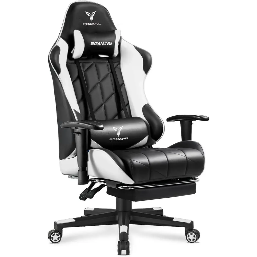 Ergonomic High-Back Leather Gaming Chair with Footrest, Lumbar Support, Adjustable Height, 360° Swivel, and Linked Armrests for
Ergonomic High-Back Leather Gaming Chair with Footrest, Lumbar Support, Adjustable Height, 360° Swivel, and Linked Armrests for