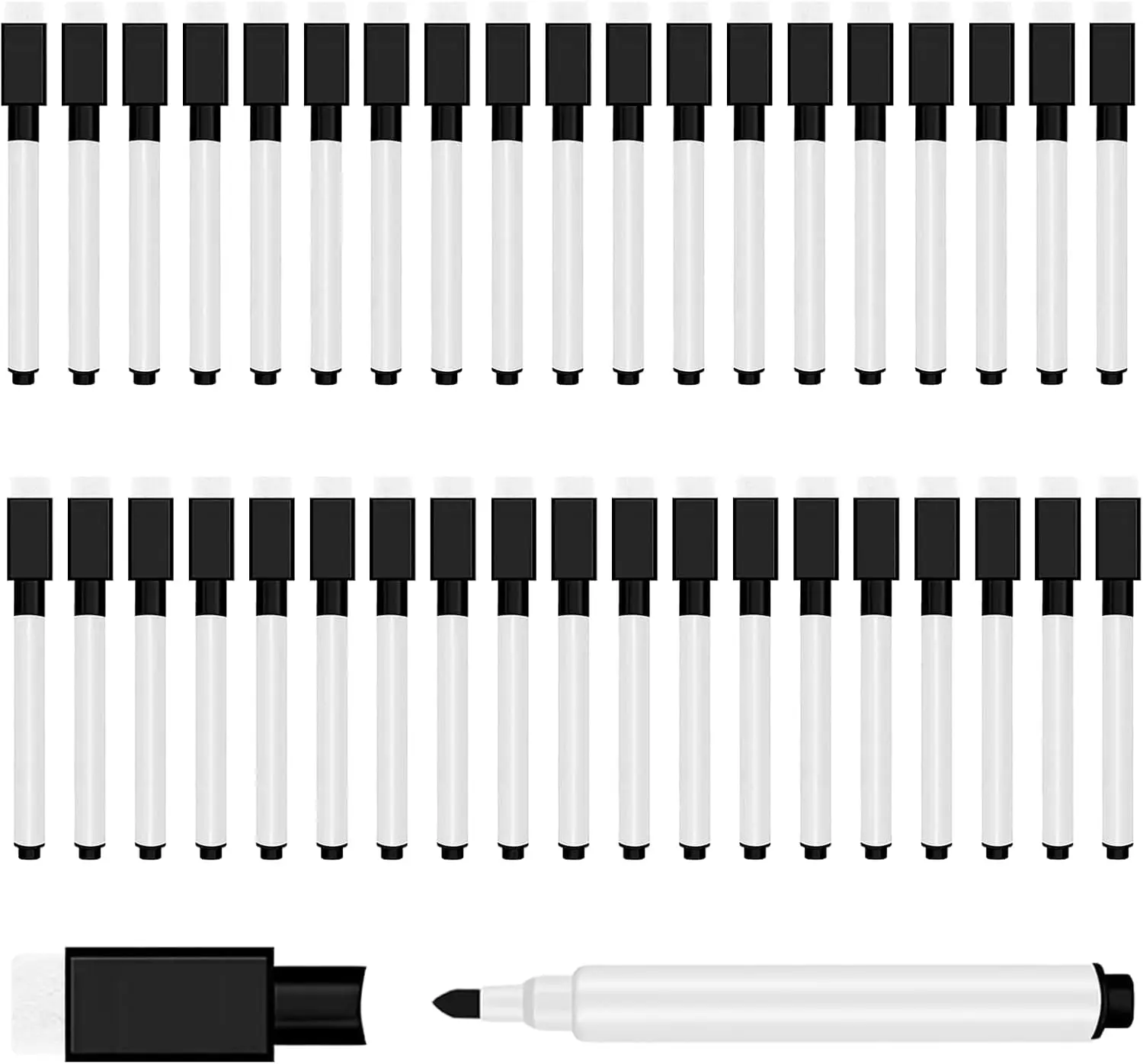 50 Black Magnetic Dry Erase Markers with Eraser Cap, Fine Point for Teachers Office School Supplies
50 Black Magnetic Dry Erase Markers with Eraser Cap, Fine Point for Teachers Office School Supplies