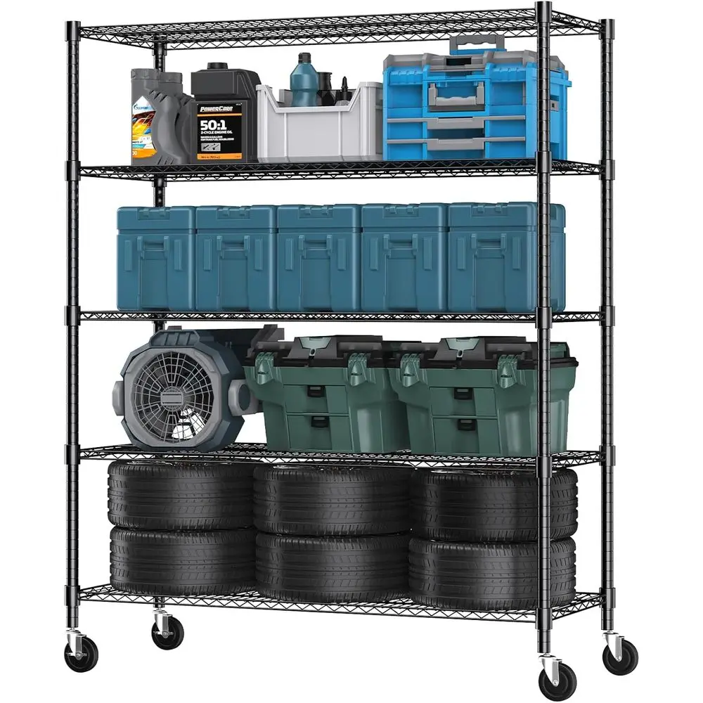 5-Tier Adjustable Metal Wire Shelving with Wheels, 18D x 48W x 82H, Heavy Duty for Kitchen, Garage, Pantry, Bathroom, Laundry, B
5-Tier Adjustable Metal Wire Shelving with Wheels, 18D x 48W x 82H, Heavy Duty for Kitchen, Garage, Pantry, Bathroom, Laundry, B