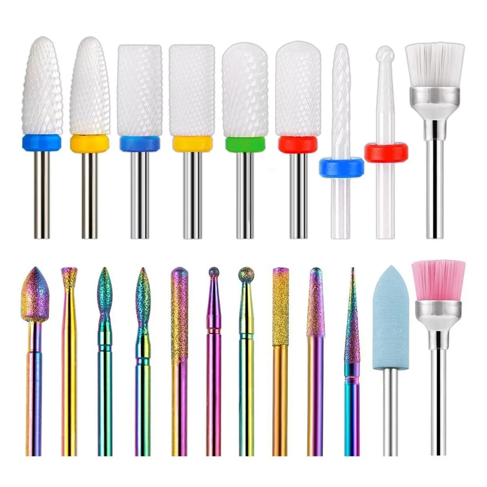 21pcs Nail Drill Bits Set with 3/32" Shank for Electric Nail File, Ceramic Acrylic Gel Bit Kit for Manicure Pedicure Home Salon
21pcs Nail Drill Bits Set with 3/32" Shank for Electric Nail File, Ceramic Acrylic Gel Bit Kit for Manicure Pedicure Home Salon