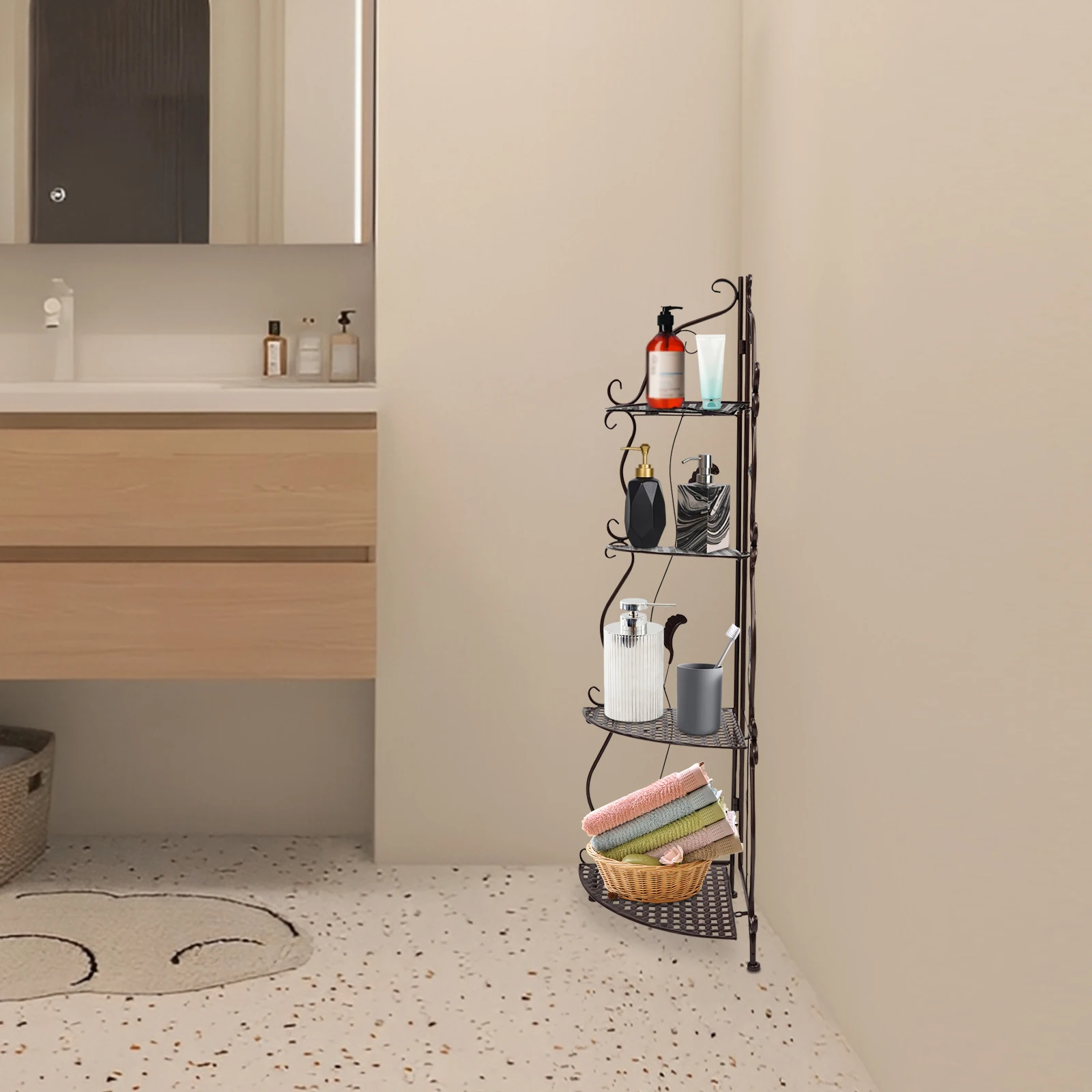 Складная 4-уровневая бронзовая железная полка для хранения в стиле ретро, без сборки, влагостойкая, 11 фунтов/ярусная нагрузка, для ванной комнаты/гостиной/кухни
Складная 4-уровневая бронзовая железная полка для хранения в стиле ретро, без сборки, влагостойкая, 11 фунтов/ярусная нагрузка, для ванной комнаты/гостиной/кухни