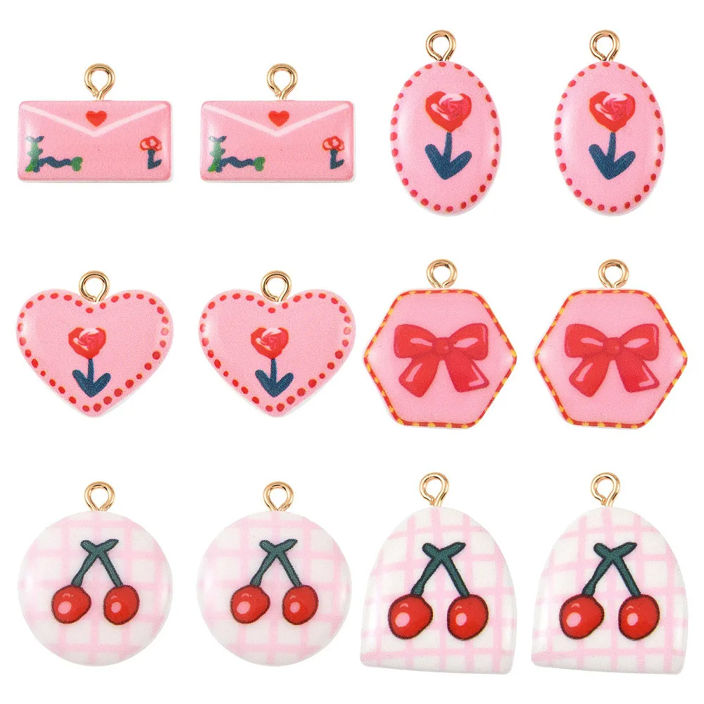 18pcs Pink Printed Cherry Acrylic Charms Set Love Letter Rose Heart Oval Charm Decor Brass Finding for Jewelry Bracelet Making
18pcs Pink Printed Cherry Acrylic Charms Set Love Letter Rose Heart Oval Charm Decor Brass Finding for Jewelry Bracelet Making