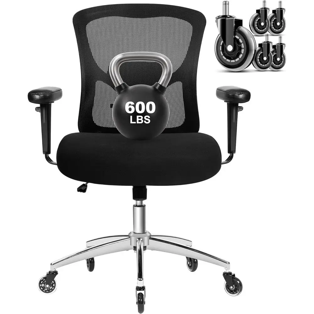 Ergonomic Heavy-Duty Mesh Office Chair for 600lbs, Wide Seat, Adjustable Armrests, Lumbar Support (Black)
Ergonomic Heavy-Duty Mesh Office Chair for 600lbs, Wide Seat, Adjustable Armrests, Lumbar Support (Black)