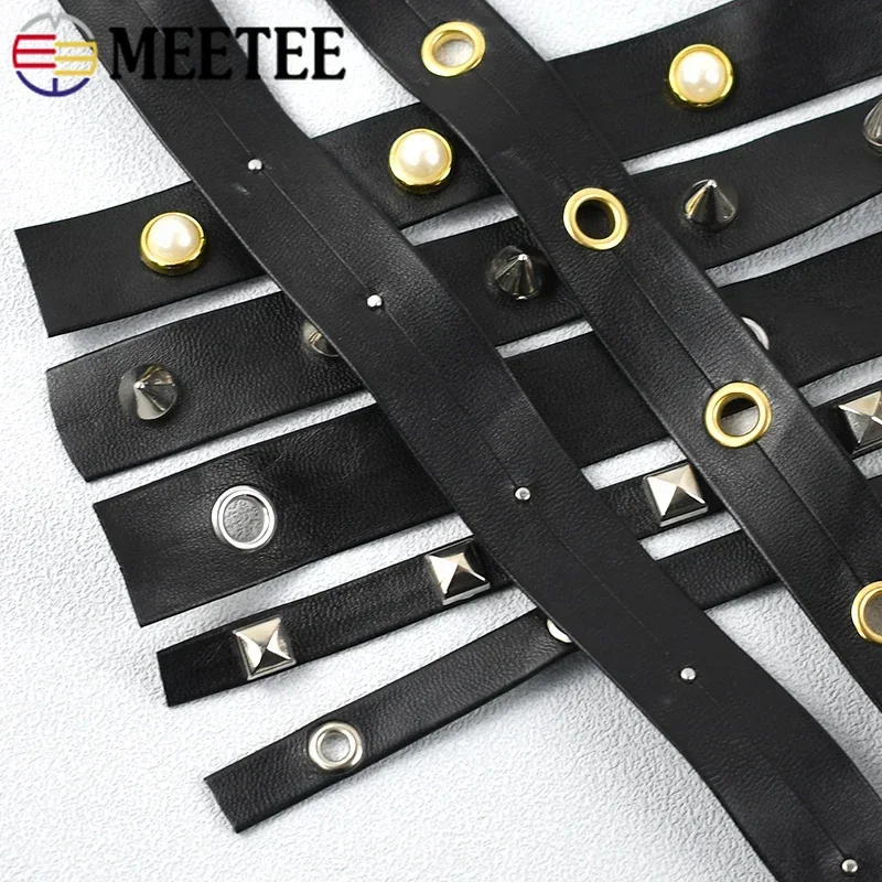 2/5/10M Meetee 10-20mm Rivet PU Leather Ribbon Band Sewing Collar Bag Decor Cord Bracelet Punk Eyelets Rope Garment Accessories
2/5/10M Meetee 10-20mm Rivet PU Leather Ribbon Band Sewing Collar Bag Decor Cord Bracelet Punk Eyelets Rope Garment Accessories