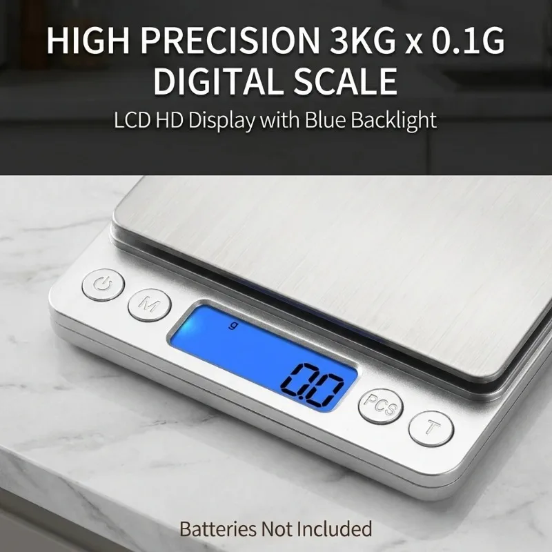 For Home Food Scales Digital Kitchen Scale 3000g/0.1g with 2 Trays Mini Jewelry Pocket Scale LCD Display
For Home Food Scales Digital Kitchen Scale 3000g/0.1g with 2 Trays Mini Jewelry Pocket Scale LCD Display