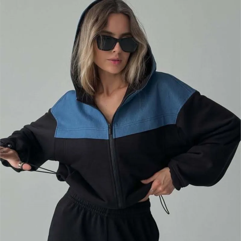 Women's Streetwear Color-Blocked Hooded Zip-Up Cardigan Drawstring Distressed Button Pants Two-Piece Set Trendy Active Outfit
Women's Streetwear Color-Blocked Hooded Zip-Up Cardigan Drawstring Distressed Button Pants Two-Piece Set Trendy Active Outfit
