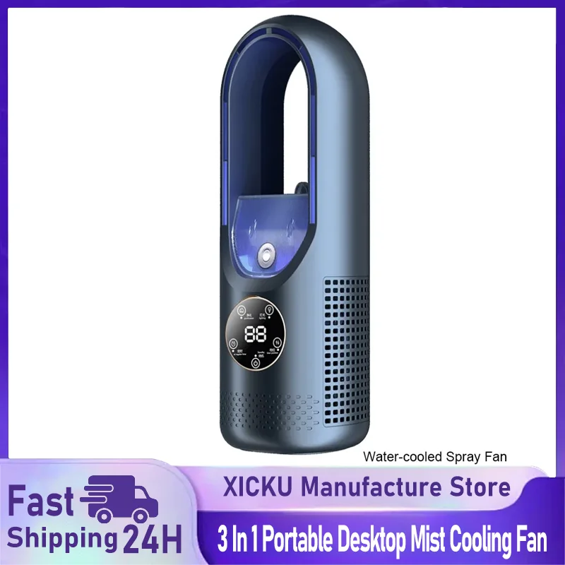 Mini Air Cooler 3 In 1 Portable Desktop Mist Cooling Fan Humidifier with RGB Night Light Silent 100ml Tank for Office Home
Mini Air Cooler 3 In 1 Portable Desktop Mist Cooling Fan Humidifier with RGB Night Light Silent 100ml Tank for Office Home