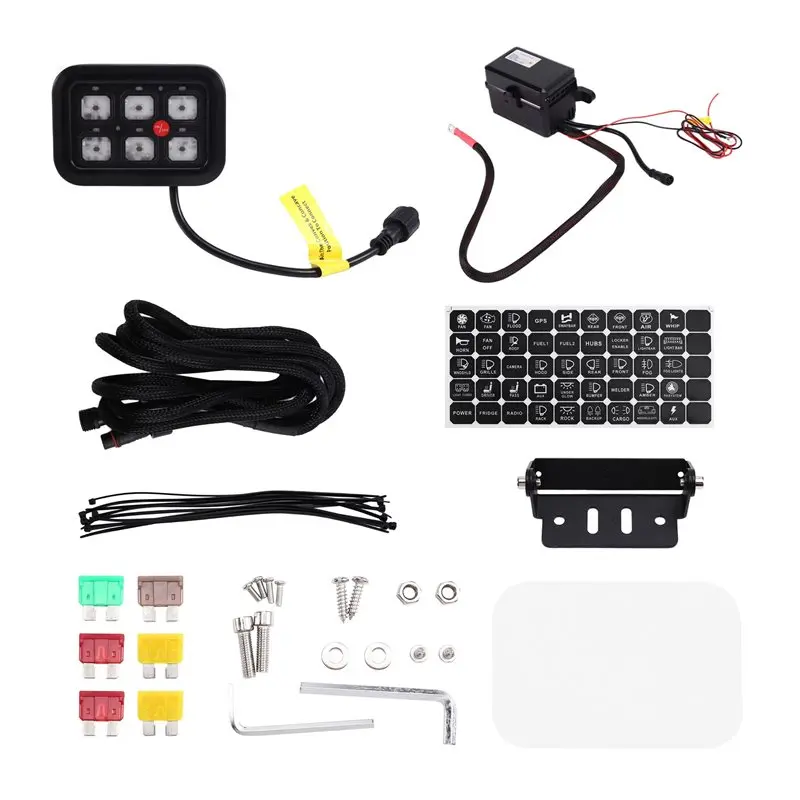 On-Off Switch Controller LED Circuit Control Relay System Box 6 Gang Switch Panel For Car ATV RV Off-Road