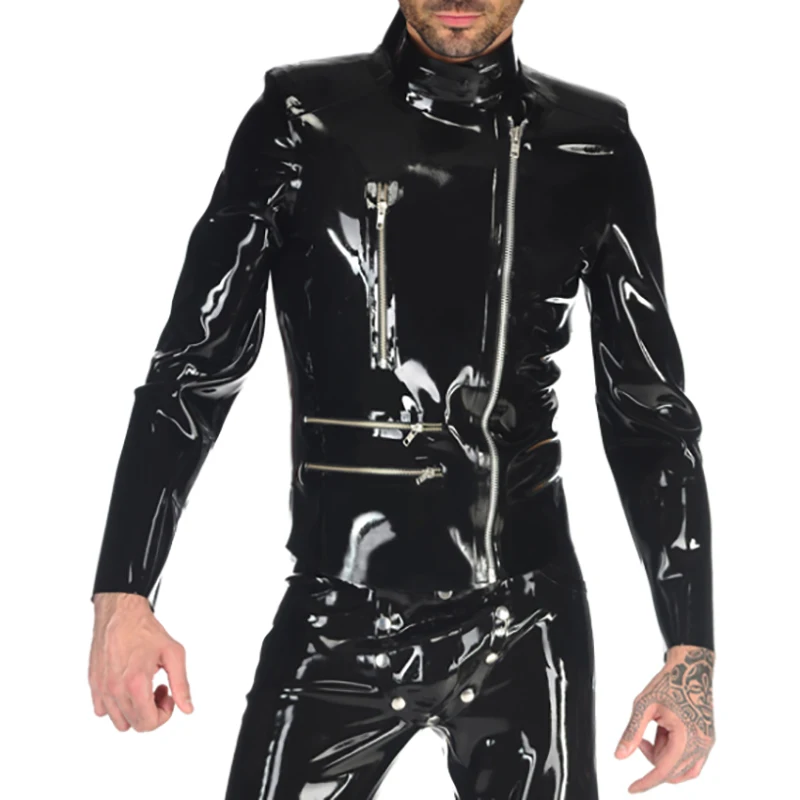 Black Sexy Latex Motorcycle Jacket With Many Zippers Decoration And High Collar Rubber Coat YF-0171
Black Sexy Latex Motorcycle Jacket With Many Zippers Decoration And High Collar Rubber Coat YF-0171