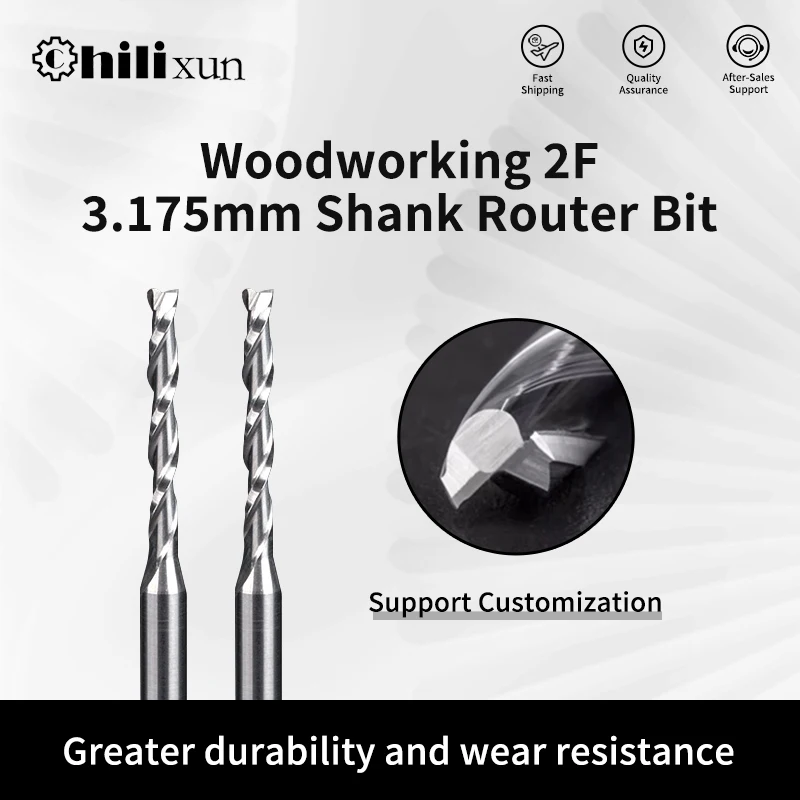 HILIXUN Carbide Milling Cutter 2 Flute Flat End Mill 10pcs 3.175 Shank 1/8 Spiral CNC Router Bit for Wood Engraving 1mm 2mm
HILIXUN Carbide Milling Cutter 2 Flute Flat End Mill 10pcs 3.175 Shank 1/8 Spiral CNC Router Bit for Wood Engraving 1mm 2mm