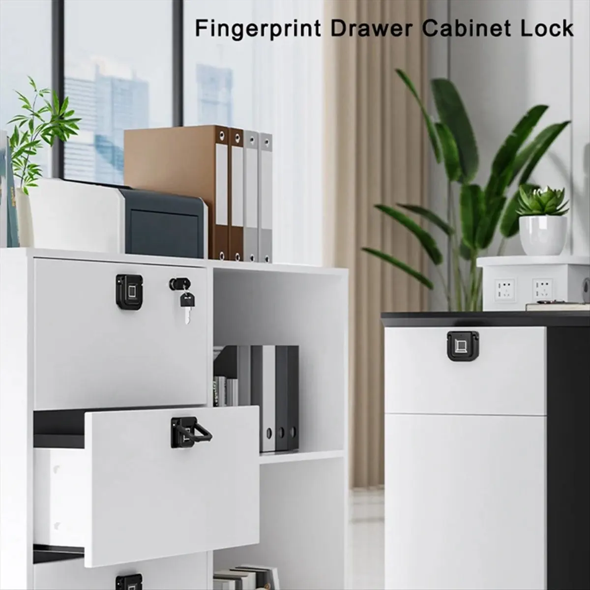ABZT Fingerprint Drawer Lock 20 Users Household Bedside Table Lock Lock Cabinet Protection Lock Multi-Function