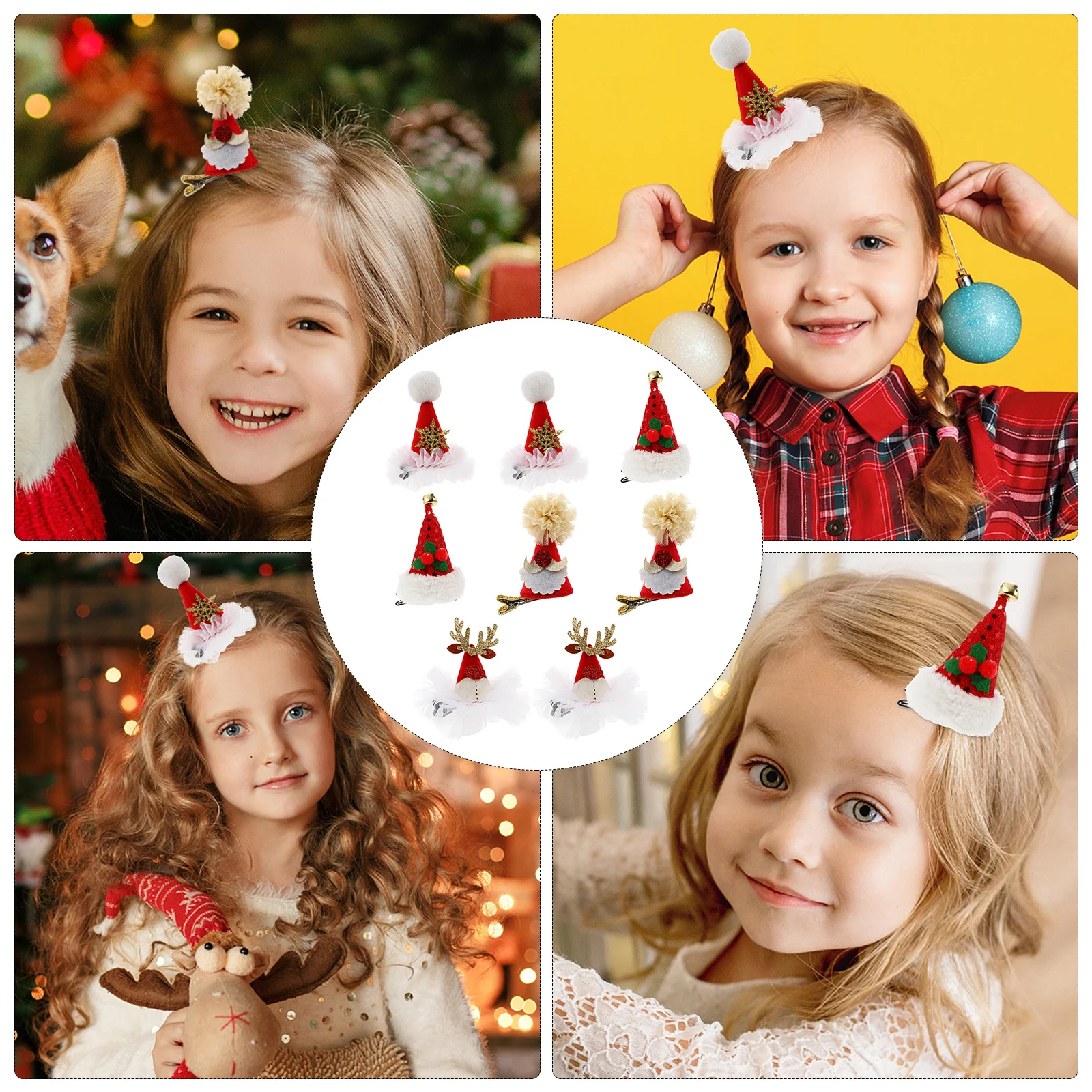 8Pcs Christmas Hair Pin Lovely Hat Style Barrettes Bright Color Xmas Hair Accessories for Women Holiday Party Use
8Pcs Christmas Hair Pin Lovely Hat Style Barrettes Bright Color Xmas Hair Accessories for Women Holiday Party Use