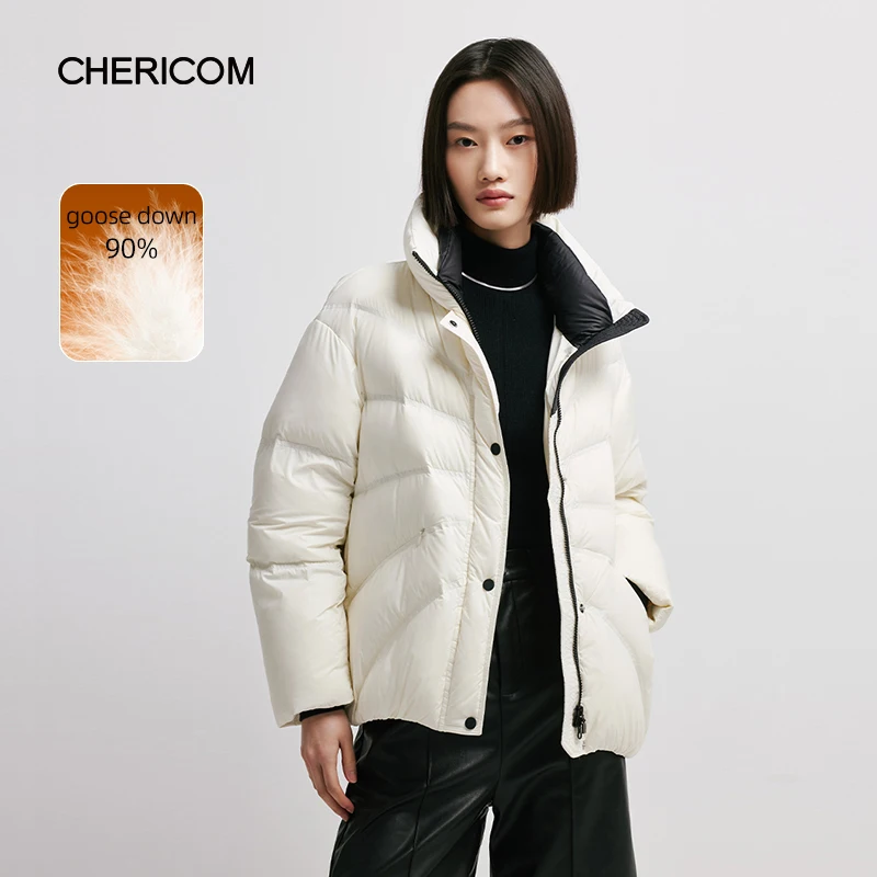 Короткая куртка на гусином пуху Chericom, женская зимняя куртка-пуховик с воротником-стойкой, модные темпераментные пальто 289110
Короткая куртка на гусином пуху Chericom, женская зимняя куртка-пуховик с воротником-стойкой, модные темпераментные пальто 289110