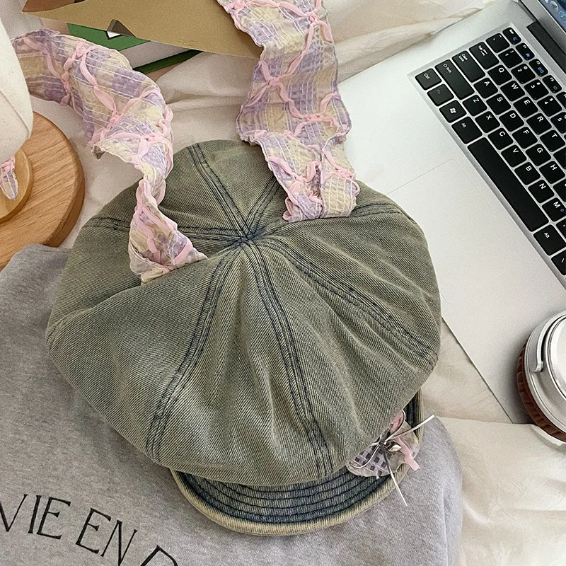 Korean Personalized Color Mesh Rabbit Ears Newsboy Cap Spring and Summer Trend Y2k Large Version Short-brimmed Women Painter Hat 
Korean Personalized Color Mesh Rabbit Ears Newsboy Cap Spring and Summer Trend Y2k Large Version Short-brimmed Women Painter Hat