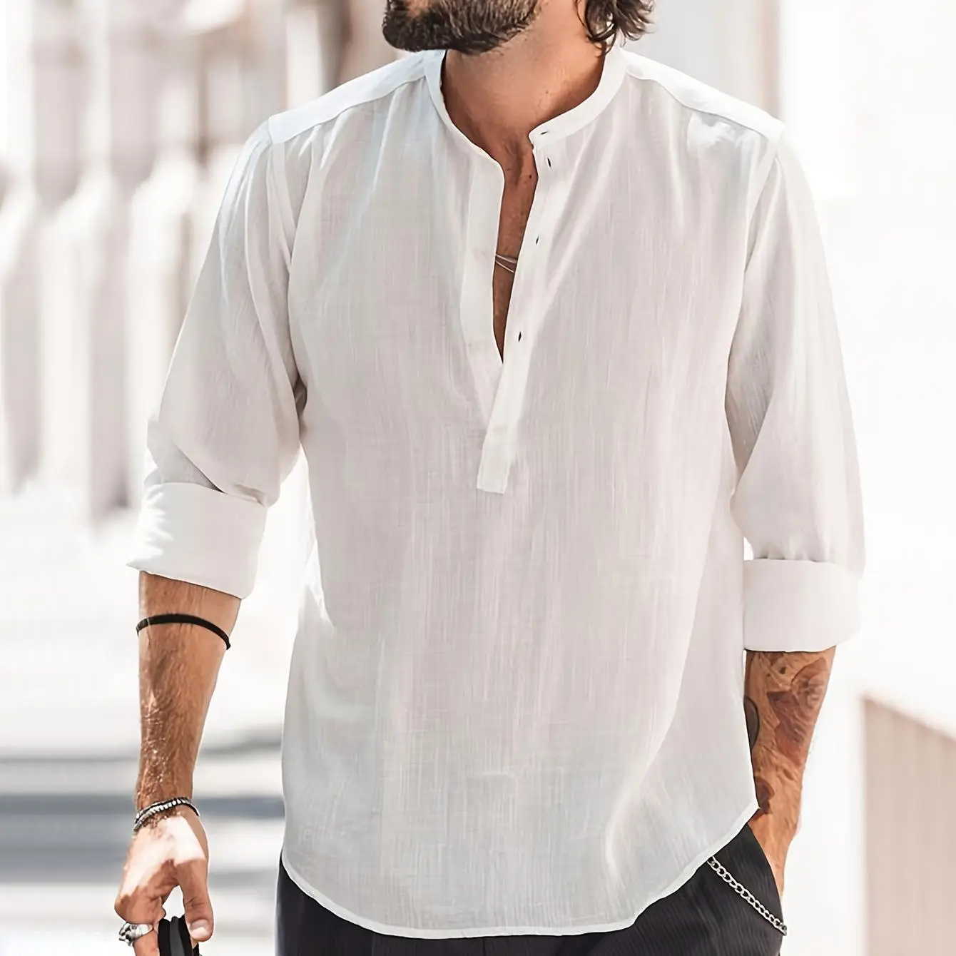 Hmph Li Men's Stand Collar Long Sleeve Shirt Brit Style Dyeing Fabric Thin Summer Unisex Inner Wear Pure Color Fashion
Hmph Li Men's Stand Collar Long Sleeve Shirt Brit Style Dyeing Fabric Thin Summer Unisex Inner Wear Pure Color Fashion